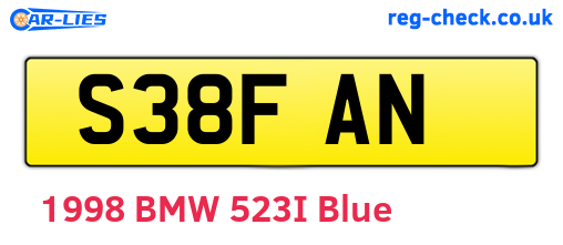 S38FAN are the vehicle registration plates.