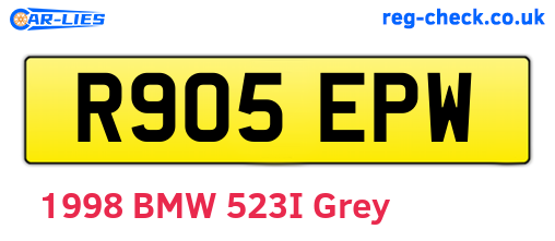 R905EPW are the vehicle registration plates.