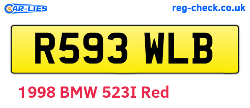 R593WLB are the vehicle registration plates.