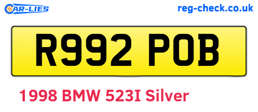 R992POB are the vehicle registration plates.