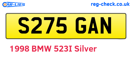 S275GAN are the vehicle registration plates.