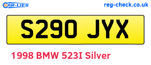 S290JYX are the vehicle registration plates.