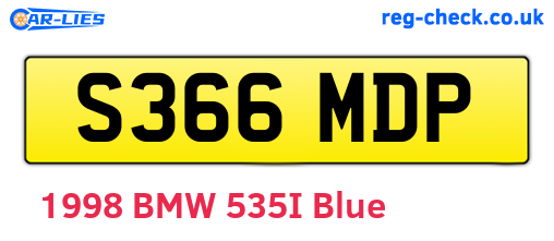 S366MDP are the vehicle registration plates.