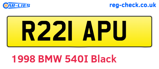 R221APU are the vehicle registration plates.