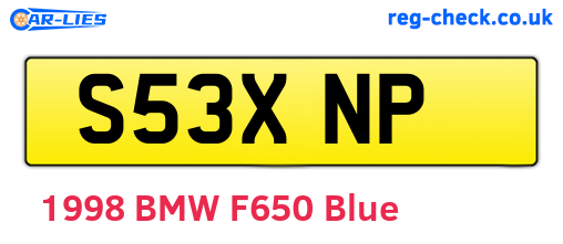 S53XNP are the vehicle registration plates.