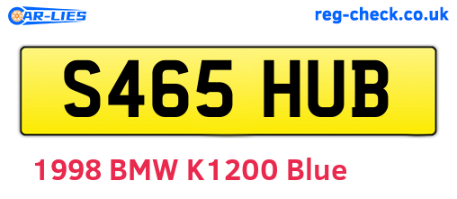 S465HUB are the vehicle registration plates.
