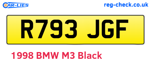 R793JGF are the vehicle registration plates.