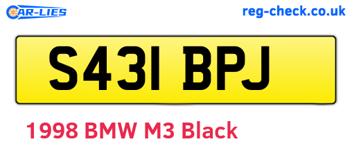 S431BPJ are the vehicle registration plates.