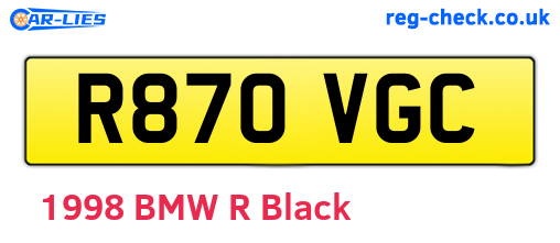 R870VGC are the vehicle registration plates.