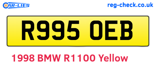R995OEB are the vehicle registration plates.