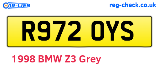 R972OYS are the vehicle registration plates.