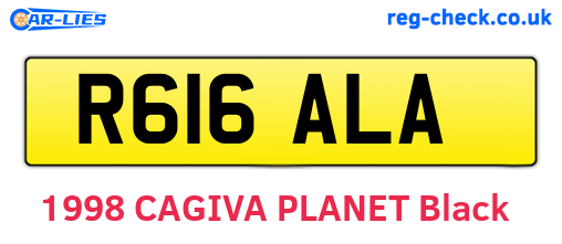 R616ALA are the vehicle registration plates.