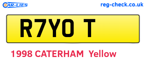 R7YOT are the vehicle registration plates.
