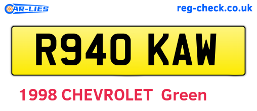 R940KAW are the vehicle registration plates.