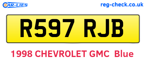 R597RJB are the vehicle registration plates.