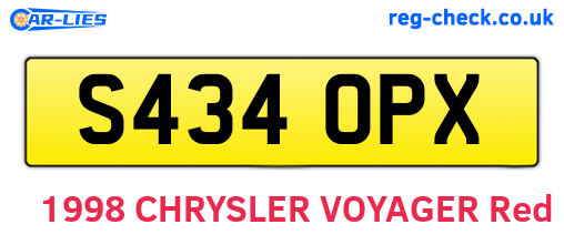 S434OPX are the vehicle registration plates.