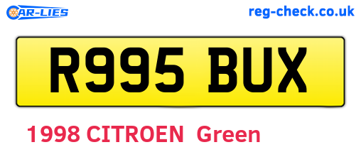 R995BUX are the vehicle registration plates.