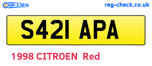 S421APA are the vehicle registration plates.