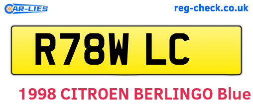 R78WLC are the vehicle registration plates.