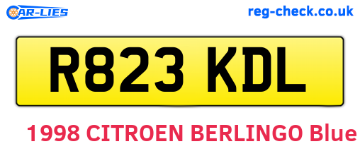 R823KDL are the vehicle registration plates.