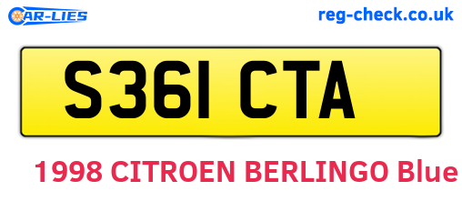 S361CTA are the vehicle registration plates.