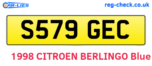 S579GEC are the vehicle registration plates.