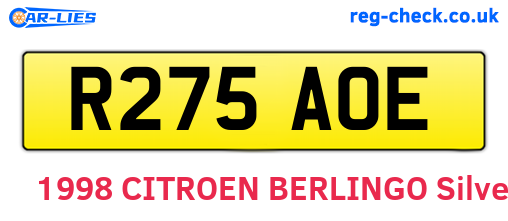 R275AOE are the vehicle registration plates.