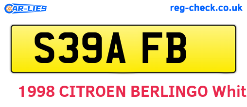 S39AFB are the vehicle registration plates.