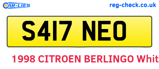 S417NEO are the vehicle registration plates.