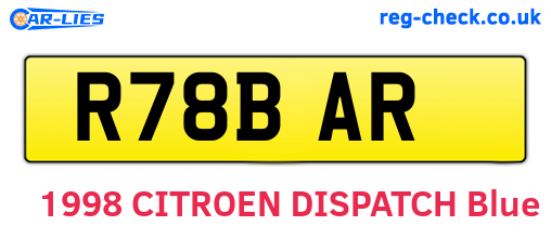R78BAR are the vehicle registration plates.