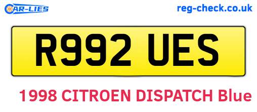 R992UES are the vehicle registration plates.