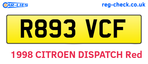 R893VCF are the vehicle registration plates.