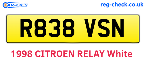 R838VSN are the vehicle registration plates.