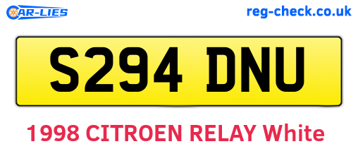 S294DNU are the vehicle registration plates.