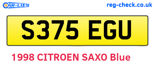 S375EGU are the vehicle registration plates.