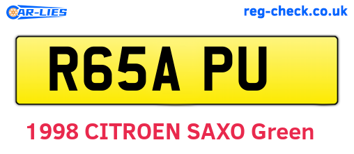 R65APU are the vehicle registration plates.