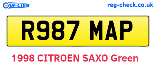 R987MAP are the vehicle registration plates.