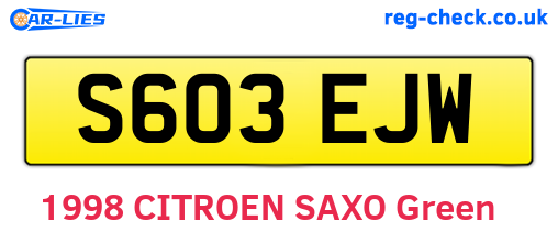 S603EJW are the vehicle registration plates.