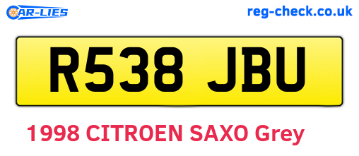 R538JBU are the vehicle registration plates.
