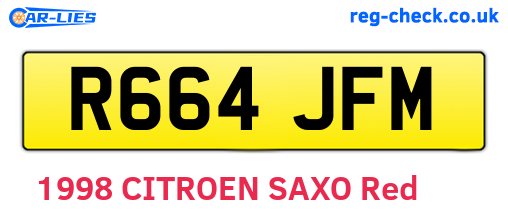 R664JFM are the vehicle registration plates.
