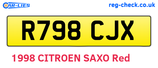 R798CJX are the vehicle registration plates.