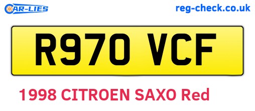R970VCF are the vehicle registration plates.