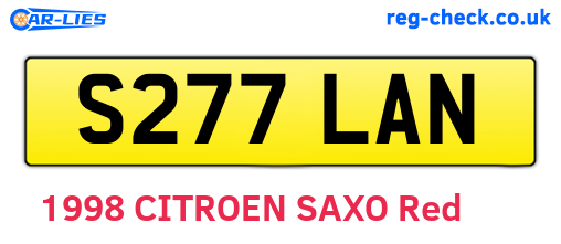 S277LAN are the vehicle registration plates.