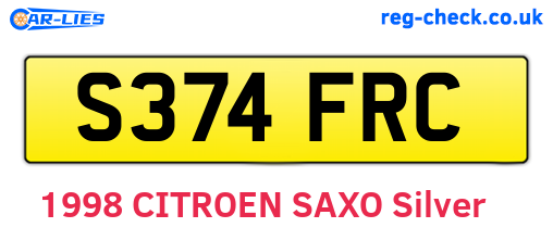 S374FRC are the vehicle registration plates.