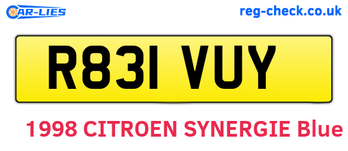 R831VUY are the vehicle registration plates.
