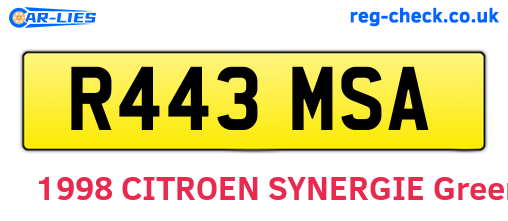 R443MSA are the vehicle registration plates.