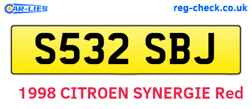 S532SBJ are the vehicle registration plates.