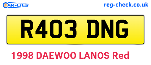 R403DNG are the vehicle registration plates.