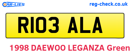 R103ALA are the vehicle registration plates.