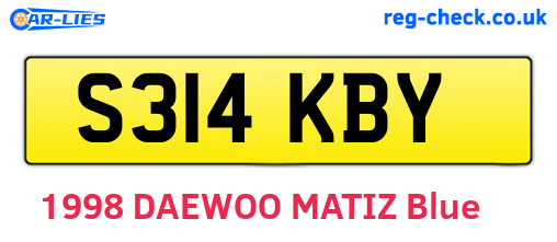 S314KBY are the vehicle registration plates.